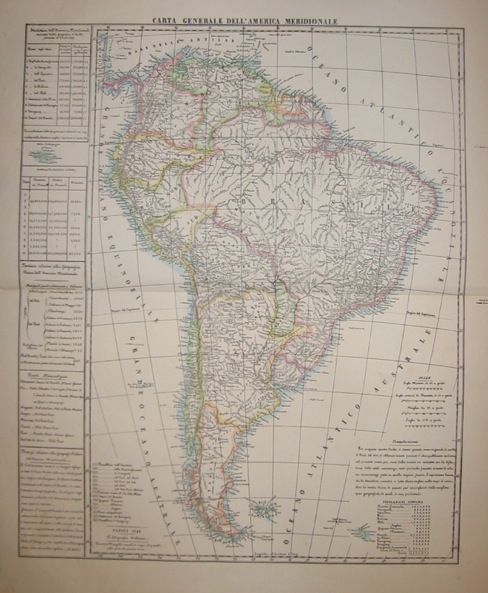 Marzolla Benedetto Carta generale dell'America meridionale 1854 Napoli